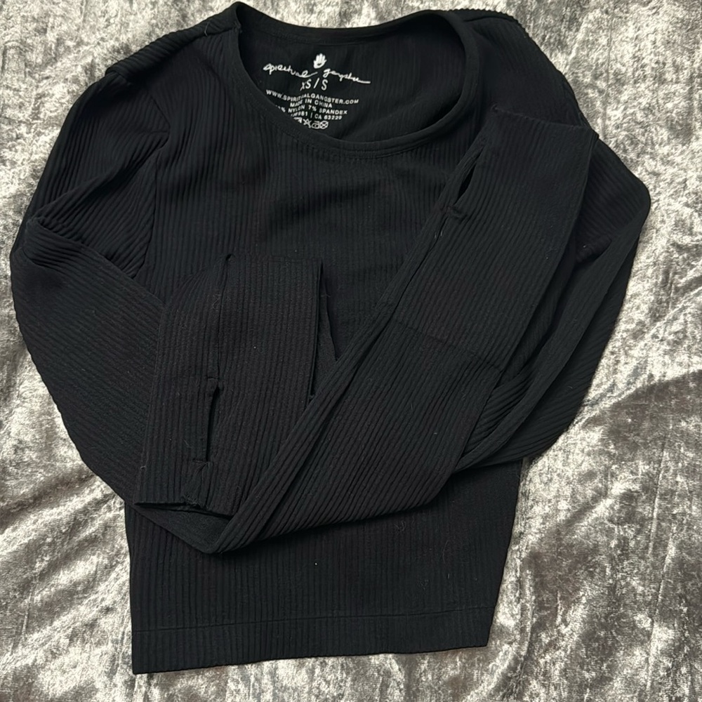 NWOT Spiritual Gangster Serene Twist Crop Top in BLACK XS/S